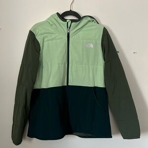 North Face hooded green jacket